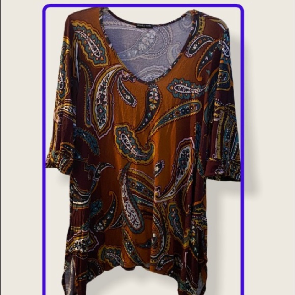 Chacha Vente brown paisley top